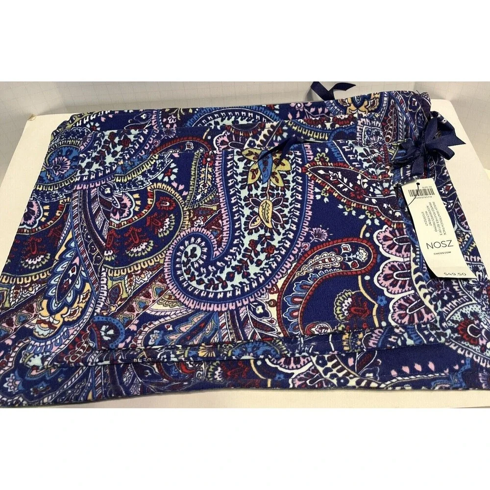 Chico's Paisley Travel Pouch Pack Set 3 Blue Multi Makeup Bag Organizer NWT